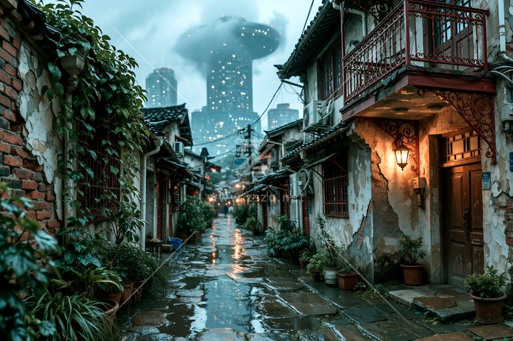 潮湿的雨巷