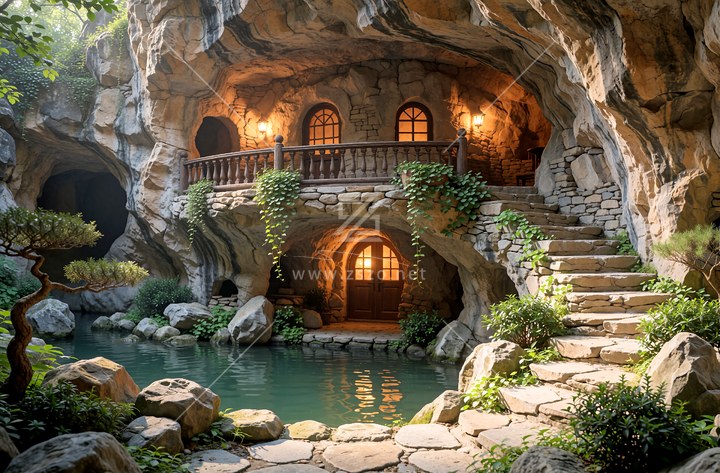山洞秘境小屋