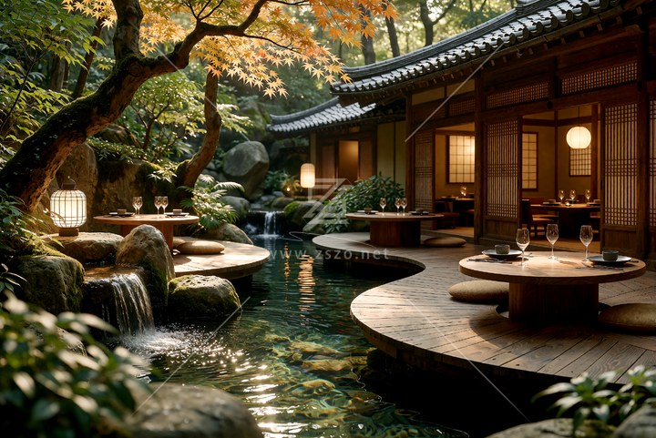 日式溪流庭院