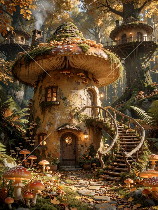 梦幻静谧的蘑菇屋