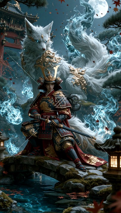 九尾白狐女武士