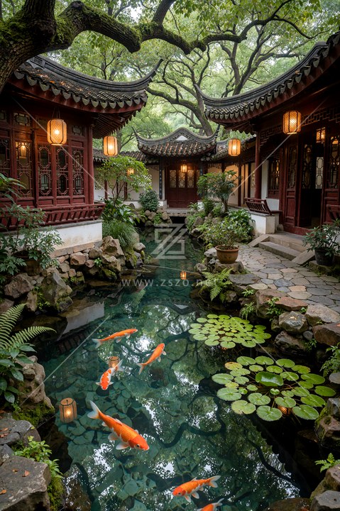 中式水边园林