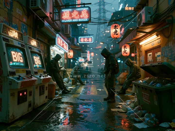 赛博雨夜霓虹巷道