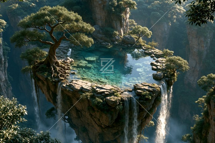 翠蓝水镜池
