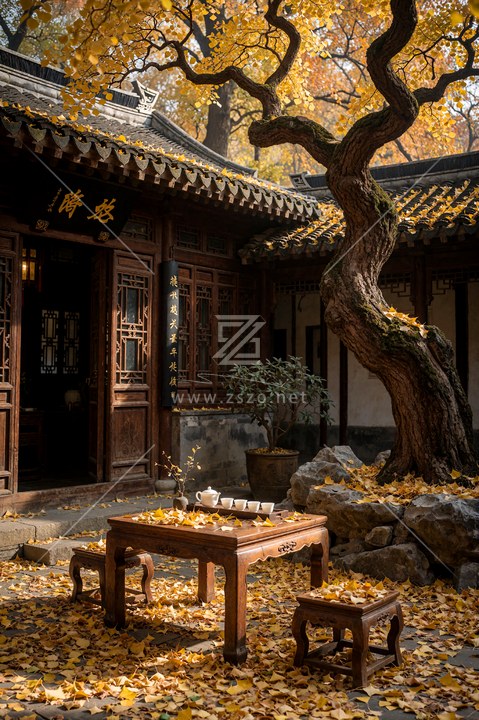 金秋中式庭院