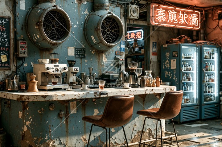老旧的咖啡吧台