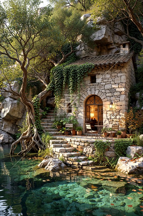 乡村山脚小屋