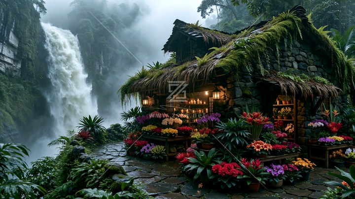 雨林瀑布花店