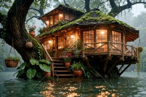 雨林水岸木屋
