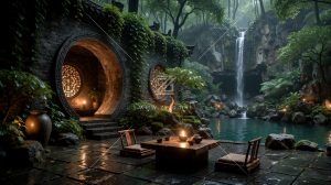 雨后静水庭院
