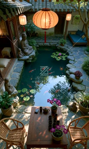禅意水池小院