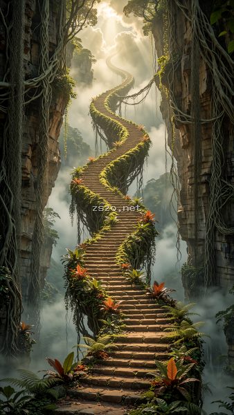 通往深处的峭壁台阶