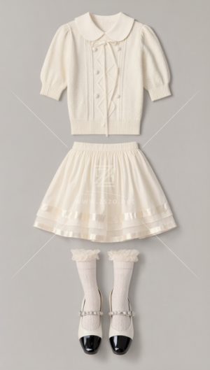 米白少女优雅套系