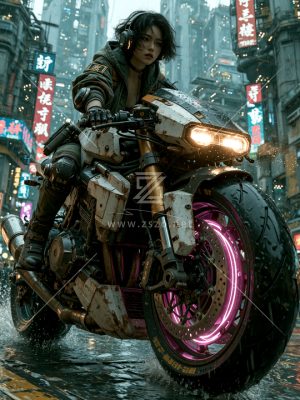 未来女摩托骑手