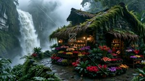 雨林瀑布花店